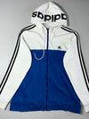 Adidas | White & Royal Blue Colorblock Hood Logo Zip Hoodie | (M)
