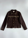 Proportion Petite Weekend Dark Brown Stretch Denim Embellished Jacket (S)