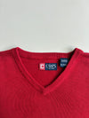 Chaps Ralph Lauren V-Neck Cotton Knit Sweater – Red(XL)