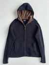 Schott NYC Chunky Rib Knit Zip-Up Hooded Sweater(M)
