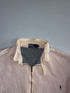 Polo Ralph Lauren Vintage Cream Off White Harrington Bomber Jacket Gold Zip Embroidered Pony Have Yellow Marks(L)