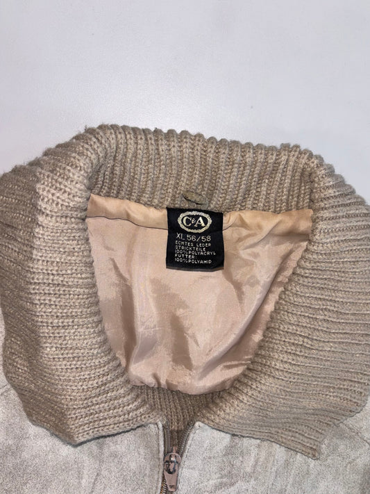 Premium Original Suede Leather And Woollen Sleeve Jacket (XL)