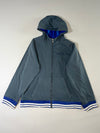 Nike Grey & Royal Blue Fleece-Lined Hooded Track Jacket (M)