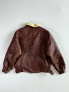 Vintage Italian Brown Leather Shearling Aviator Jacket – B3 Style – Made in Italy Furr inside (XL)