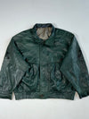 Vintage Rotary Group Dark Green Leather Oversized Bomber Jacket (XL/2XL)