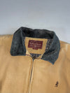 Marlboro Classics Tan Canvas Work Jacket with Leather Collar and Plaid Lining (XL)