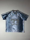 Metallic Silver Football Jersey – “Mershier Art 33” Graphic, Vintage Style (XL/2XL)