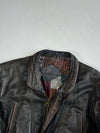 Vintage 90s M. Duncan Black Leather Bomber Jacket – Paisley Patchwork Lining (XL)