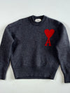 Ami Paris Charcoal Grey Ami de Coeur Crewneck Sweater (S)