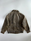 Authentic Avirex LTD Vintage Distressed Brown Leather Flight Bomber Jacket w/ Map Lining & Patches — Space Shuttle / Lunar Landing / LA Police / Aviation Wings (XL)