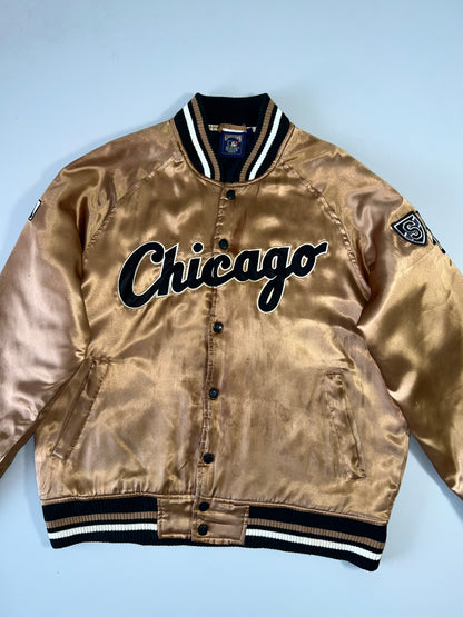 ZAuthentic Majestic 90s Vintage Chicago Embroidered Jacket (SUPER RARE) Brown (L)