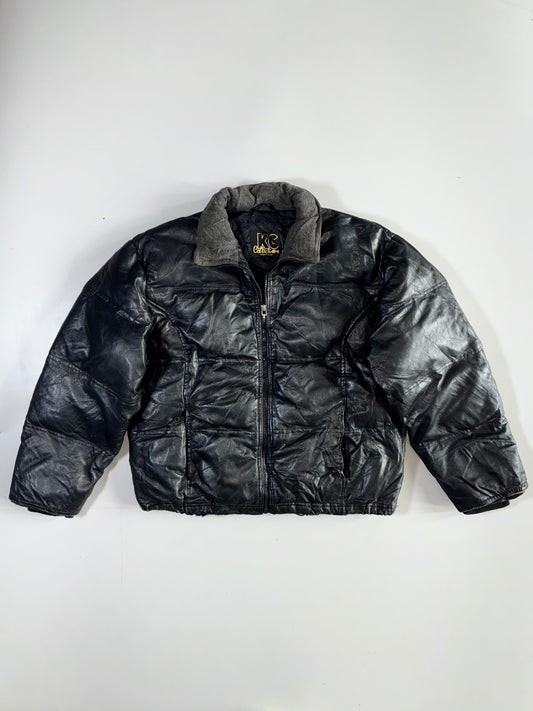 Vintage Pure Leather Puffer Jacket (M)