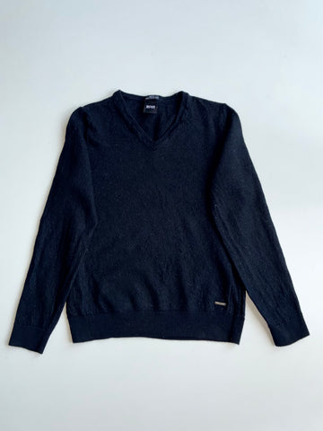 Hugo Boss Slim Fit Italian Yarn V-Neck Sweater – Black (XXS)