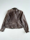 Vintage Street One Grey Leather Asymmetric Zip Biker Jacket (S)