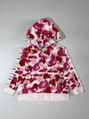Bape Kids Pink ABC Camo Zip Hoodie – Pink/Maroon camo, Bape Sta tape sleeves,Kids (XXS)