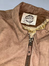 Global Identity Beige Distressed Leather Bomber Jacket (M)