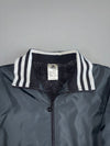 Adidas Sherpa Lined Grey Bomber Jacket 3-Stripe Knit Collar Full Zip(S)