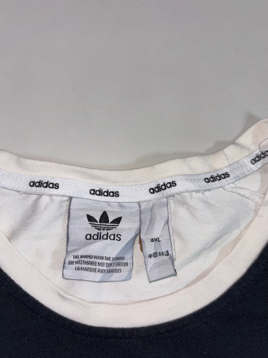 Adidas Originals White & Black Colour-Block Raglan Tee  (M)