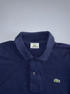 Lacoste L1312 Classic Crocodile Logo Long Sleeve Pique Polo Shirt Navy Blue (XL)