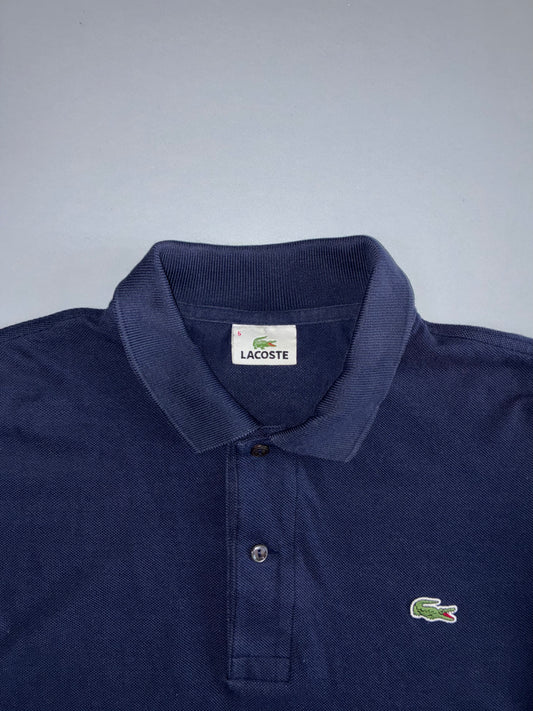 Lacoste L1312 Classic Crocodile Logo Long Sleeve Pique Polo Shirt Navy Blue (XL)