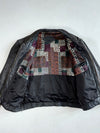Vintage 90s M. Duncan Black Leather Bomber Jacket – Paisley Patchwork Lining (XL)