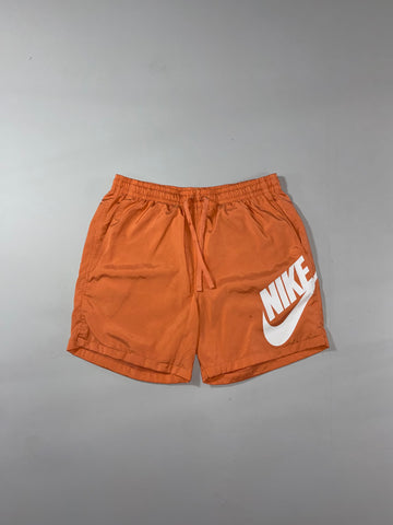 Vintage Nike Big Swoosh Orange Flow Shorts (W:32) (L:17)