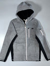 New Balance Fleece Hooded Jacket – Heather Grey/Black Colorblock, (M)