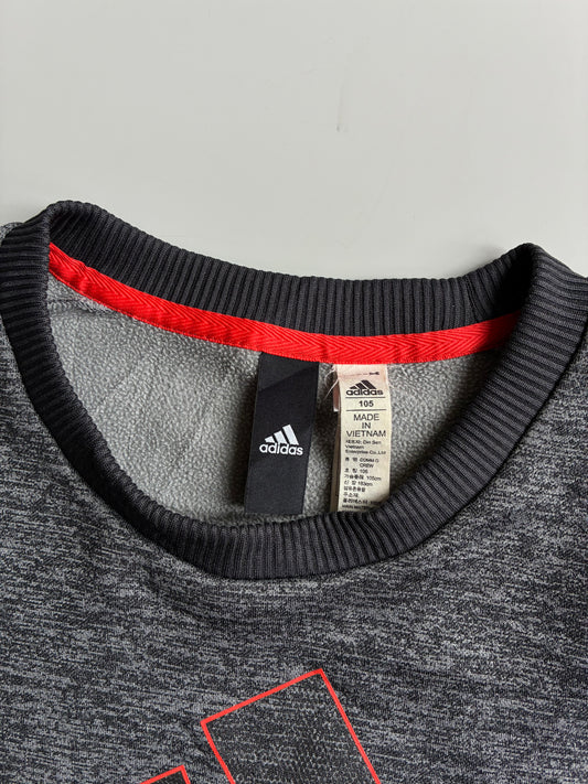 Adidas Grey Melange Big Logo Fleece Crewneck Sweatshirt (L)