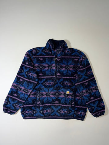 Carhartt Aztec Print Sherpa Fleece Half-Zip Pullover – Navy Purple (XL)