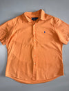 Ralph Lauren Short Sleeve Button-Up Shirt Blue Pony Logo Custom Fit Peach Orange (XL/2XL)