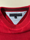 Tommy Hilfiger Red Crewneck Knit Sweater – Chambray Neck Detail (XL)
