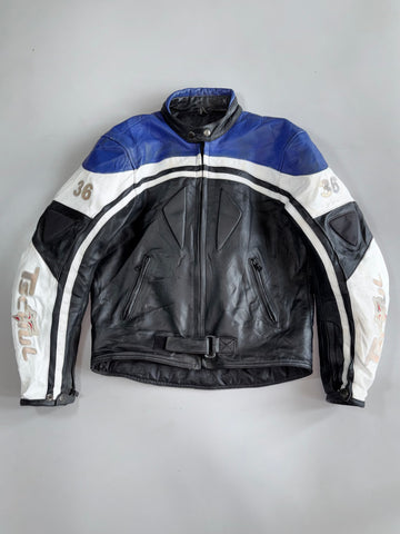 Tcul #36 Tricolor Stripe Padded Racing Leather Jacket (S)