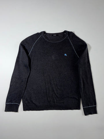 Burberry Black Label | Contrast Stitch Knit Sweater Charcoal | (XL)