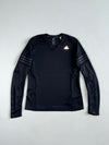 Adidas Running Black Climalite Long Sleeve V-Neck Tee with Reflective Logo (S)
