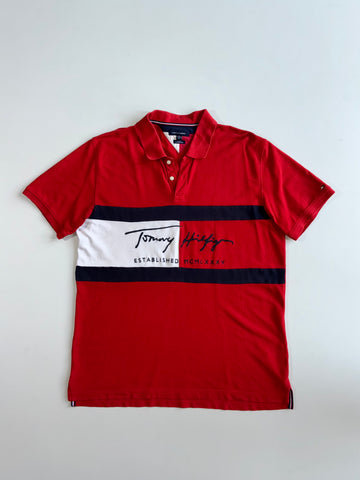 Tommy Hilfiger Flag Logo Red Polo Shirt (2Xl)
