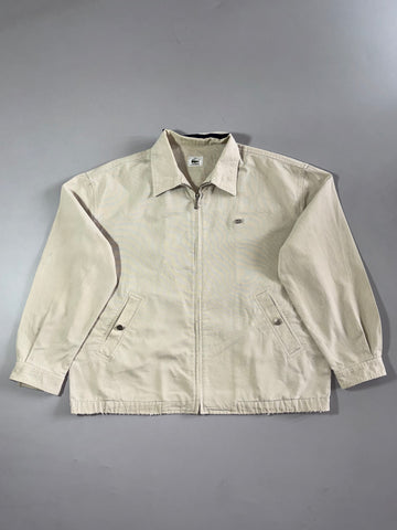 Vintage Lacoste Harrington Jacket – Beige Canvas Zip-Up (2XL)