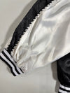 Embroidered Crane Sukajan Souvenir Bomber Jacket – Black/White Satin (S)