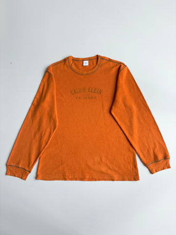 Calvin Klein Jeans Waffle Knit Thermal Long Sleeve – Orange (XL)