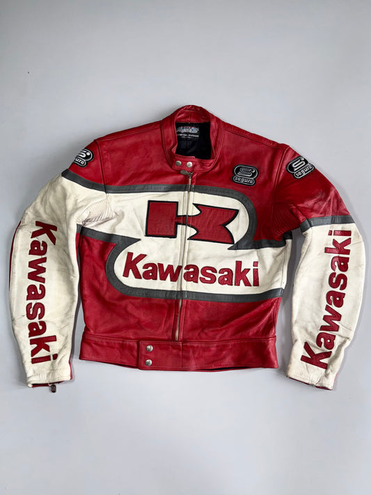 Vintage Segura X Kawasaki Original Pure Leather Racing Jacket - Made In France (M)