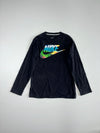 Nike Futura Multicolor Logo Long Sleeve Tee – Black (XS)