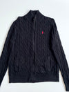 Polo Ralph Lauren Black Cable Knit Full-Zip Sweater – Size (L)