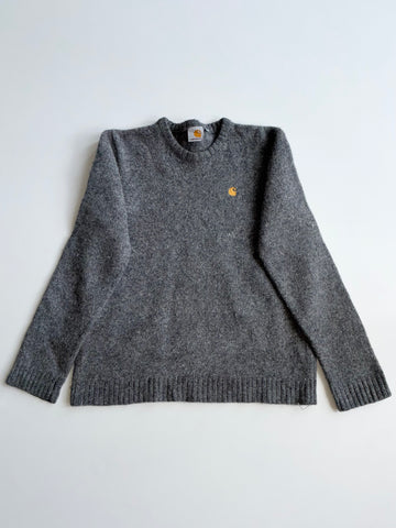 Carhartt WIP Grey Wool Knit Sweater – Gold Chase Logo women’s (S/M)
