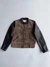 Mango Brown Suede & Black Leather Colorblock Jacket (S)