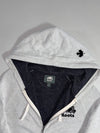 Roots Canada Heather Grey Zip-Up Hoodie with Beaver Logo & Charcoal Lined Hood (M)