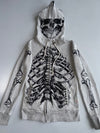 ASNDSP | Grey Skeleton Print Zip Hoodie | (S)