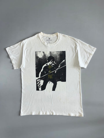 Bruce Lee White Graphic Tee B&W Nunchaku Photo Print (L)