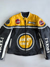 Lucky One by Makson | Patch Graphics Racing | Leather Moto Jacket (Paded)(XL)