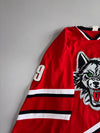 Vintage Wolves Hockey Jersey – Red/Black, Athletic Knit (XL)