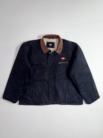 Dickies Detroit-Style Black Duck Canvas Sherpa-Lined Work Jacket (2XL)