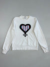 Tommy Hilfiger White Crewneck Sweatshirt – Scribble Heart Graphic (S)